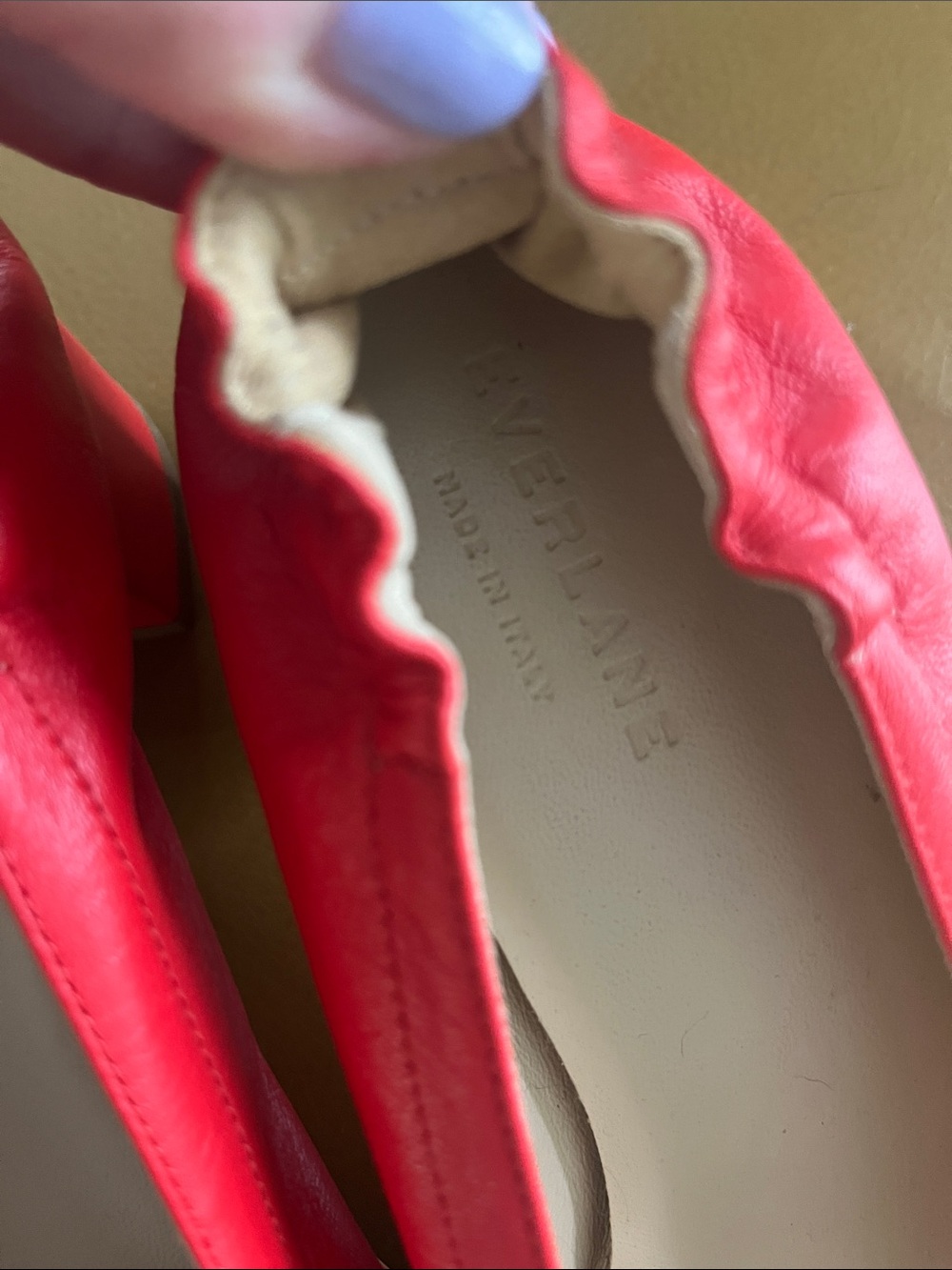 Everlane Red Women's Italian Leather Day Heels - Picture 3 of 7